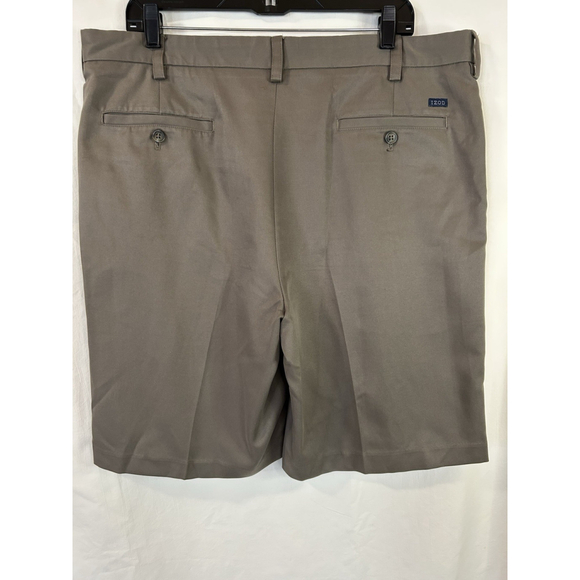 Izod Mens Sz 38 Olive Green Pleated Front Shorts Bermuda 100% Polyester Golf EUC - Picture 4 of 6